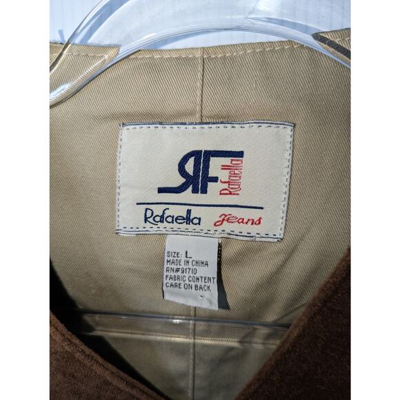 Vintage 90's Rafaella Suede Front Vest Cotton Houndstooth Back Men's Unisex - Picture 3 of 7